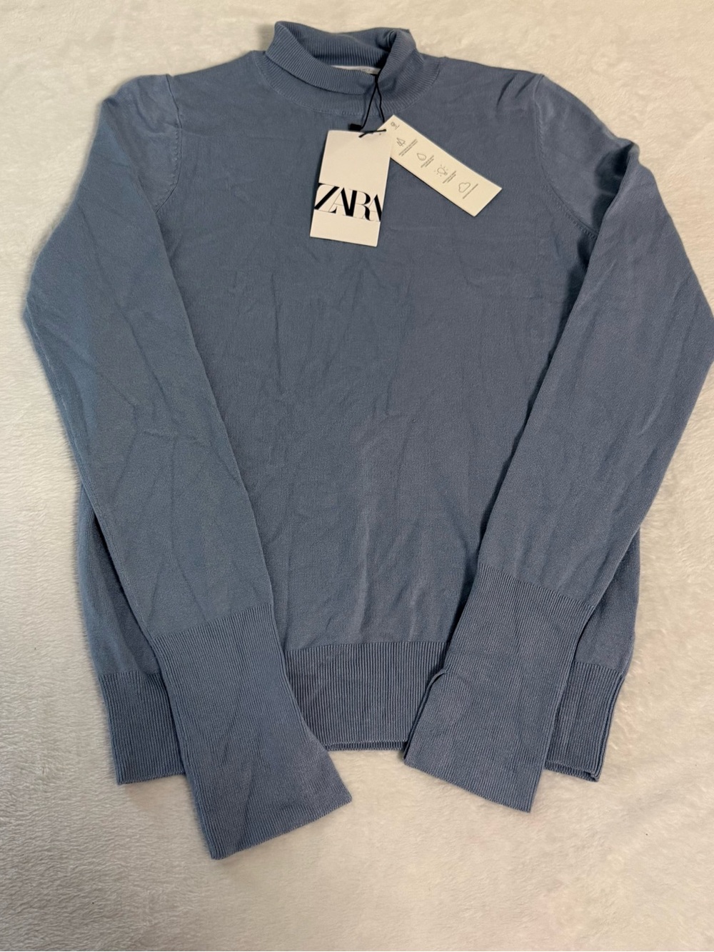 ZARA Dusty Blue Mock Neck Sweater